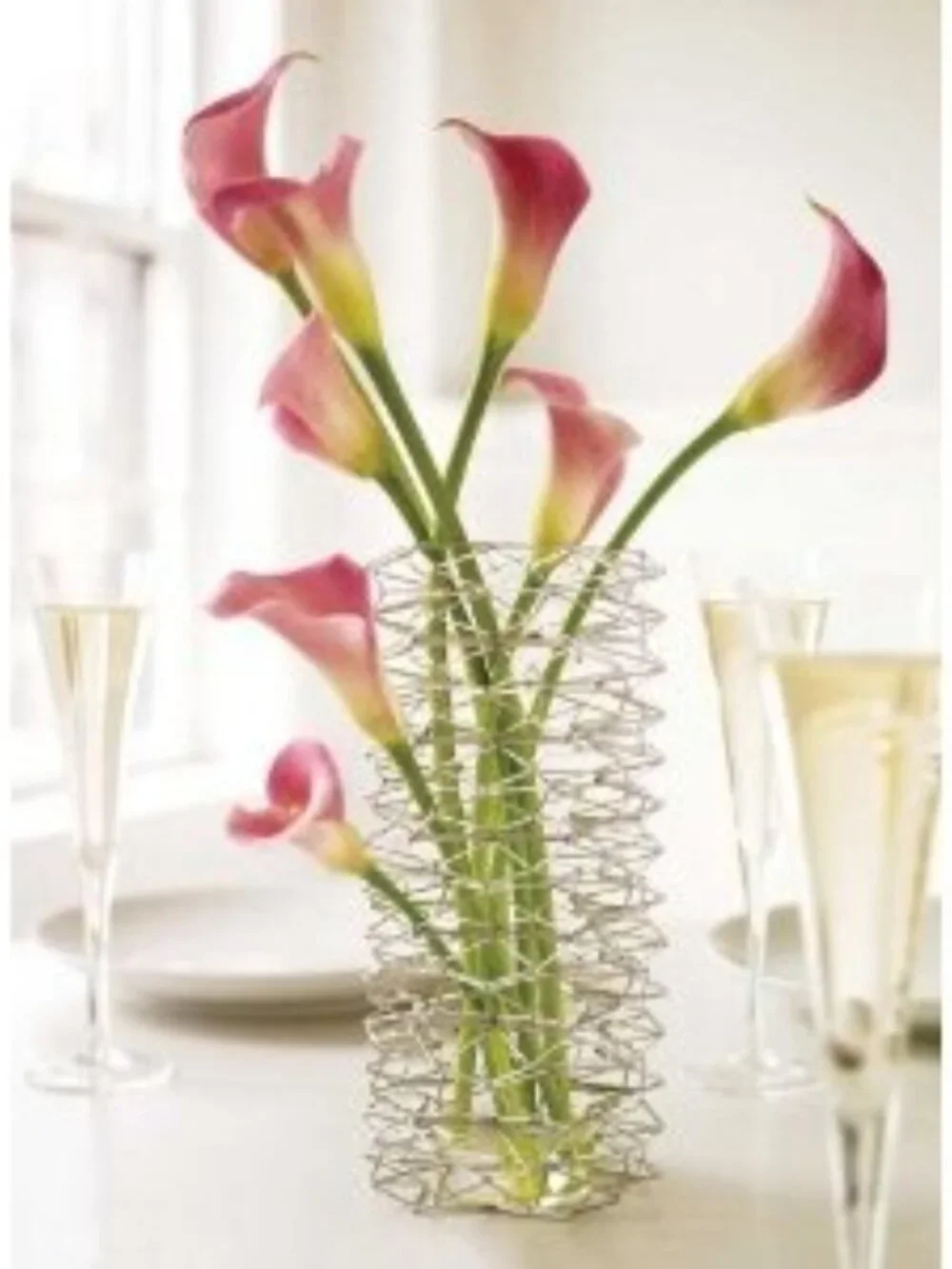 Design Ideas Astral Silver Geometric Wire Sculpture Flower Vase